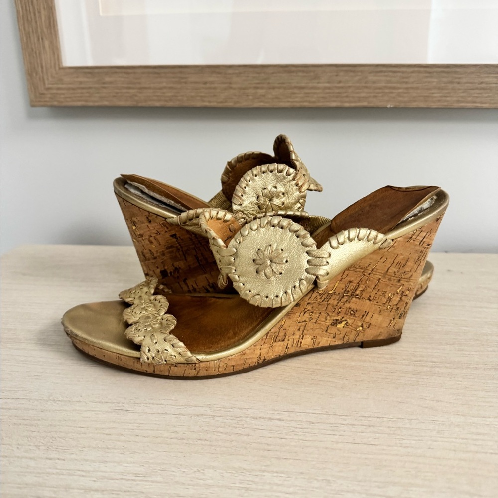 Jack Rogers Metallic Gold Wedge Sandals